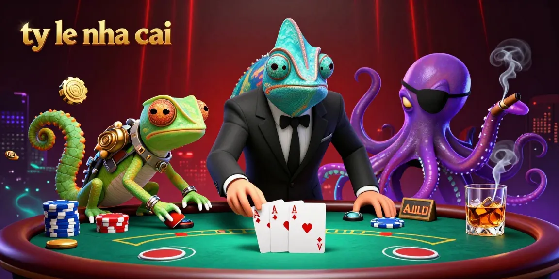 Engage with ty le nha cai through this dynamic gambling scene featuring cartoon characters and vibrant casino elements.